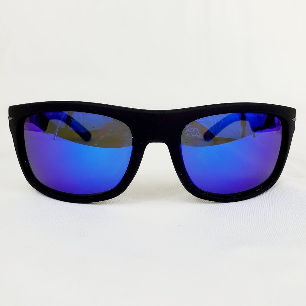 Sporty Classic Black Wrap Shades Polarized Blue Mirror Lens Sunglasses ES1102